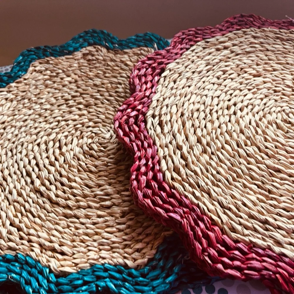 New-4 Trivet -woven bohemian Perfect for outdoor summer Plants 2 Teal 2 Red